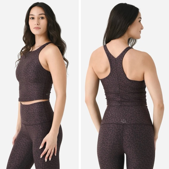 BEYOND YOGA Women's SoftMark Refocus Cropped Tank In in Charcoal Animal Print - Picture 4 of 15